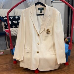Vintage 1980s Ralph Lauren Ivory Blazer with Gold Accents